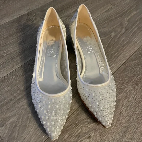 Pearl White Wedding Shoes - Block Heel - Picture 4 of 5